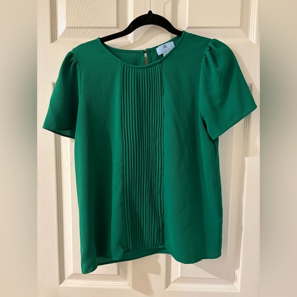 CeCe Emerald Pleated Blouse - Picture 1 of 7